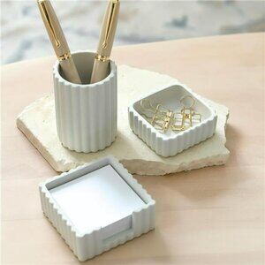 Concrete desk organizer set pen holder note holder office supplies storage decor